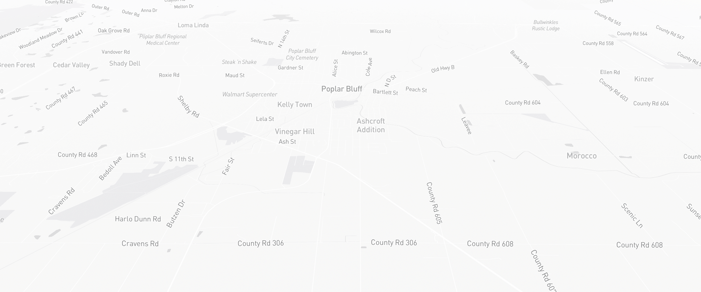 Neighborhood map of Poplar Bluff, MO — the area served by Life Insurance Agents of Poplar Bluff Group